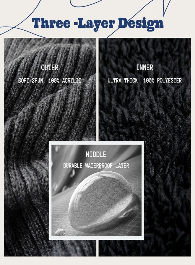 ACUSHLA Waterproof Windproof Cuff Beanie for Men & Women - Fleece-Lined Thick Warm Knitted Winter Hat for Cold Weather Unisex Heavyweight Watch Cap, Dark Grey - Image 4